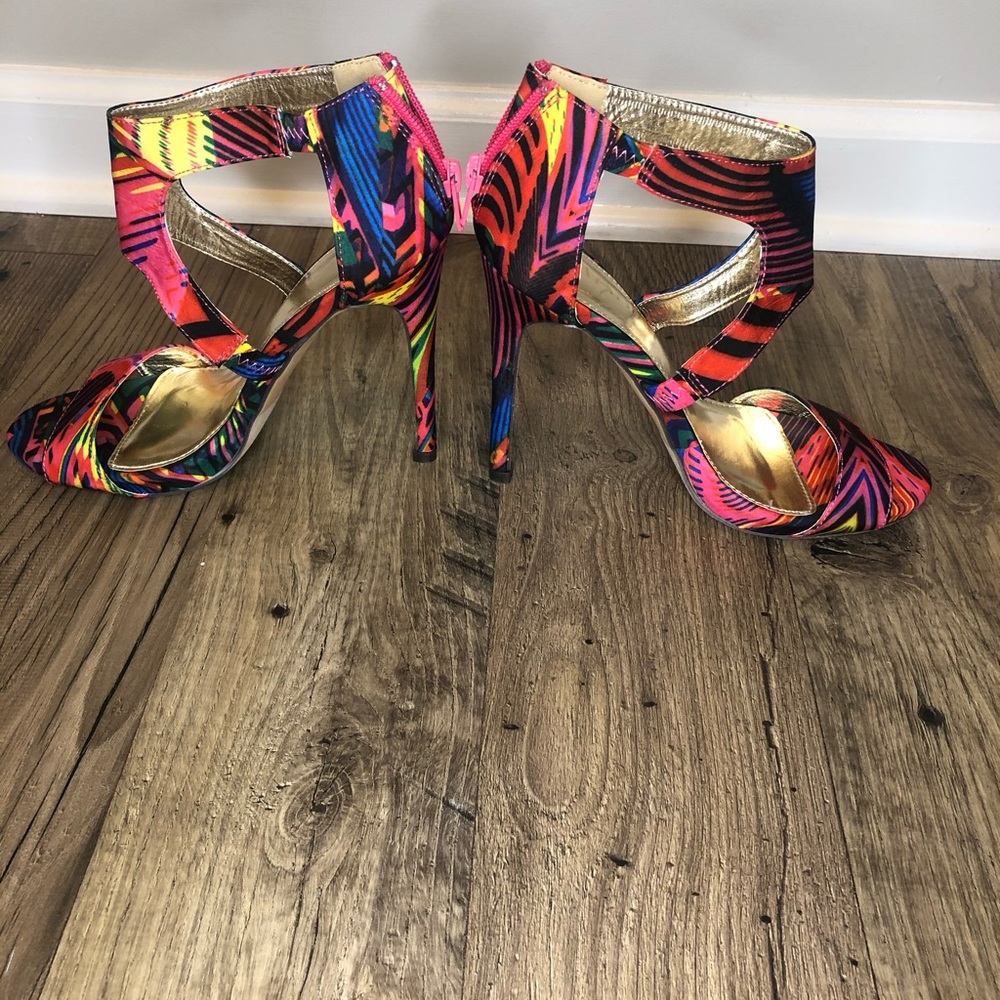 Liliana strappy multicolor heel with zippered back